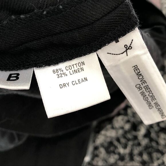 LOFT Black Linen Round Neck Waist Tie Belt Side Pockets Crew Neck Women’s Size 4 - Picture 7 of 7